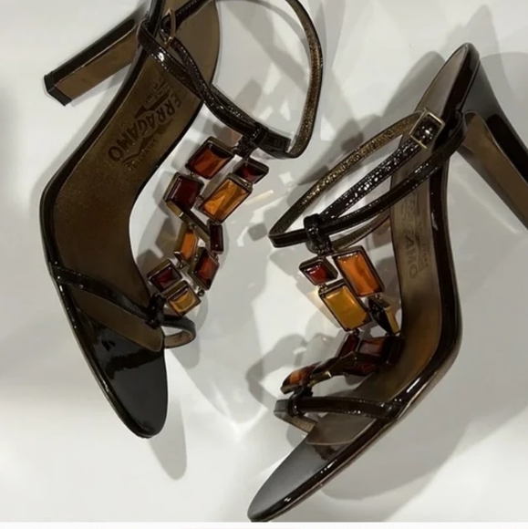 Salvatore Ferragamo Jeweled Heels. TAMARA WOMENS Size 9 ITALIAN W/ BOX - Picture 11 of 13